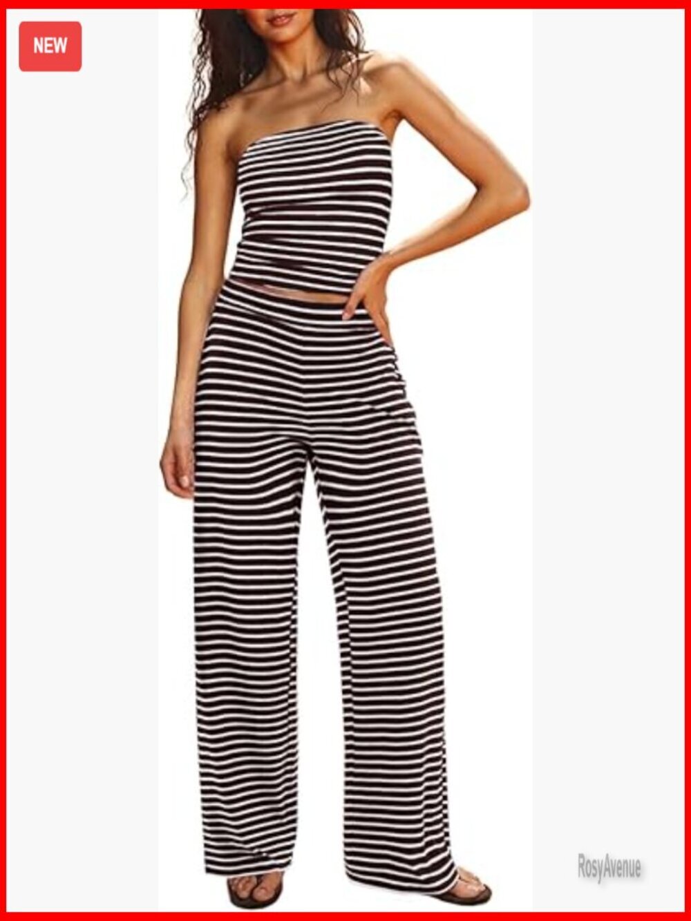 Two Piece Lounge Set - Striped Tube Top & Pants - Summer Outfits